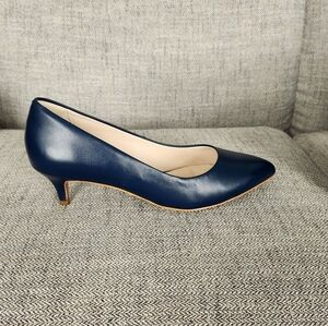 Cole Haan Quincy Marine Blue Leather Kitten Heel Pumps Heels 10 New In Box